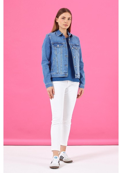 Kadın Ally Dirty Med Blue Slim Fit Jean Ceket modelleri