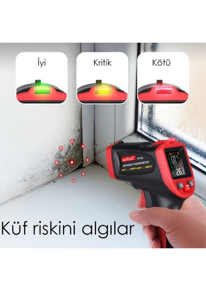 WT323E Rutubet Küf Analiz Özellikli Lazer Termometre 1050°C