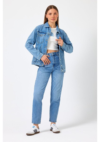 Kadın Maya Sky Blue Jean Ceket modelleri