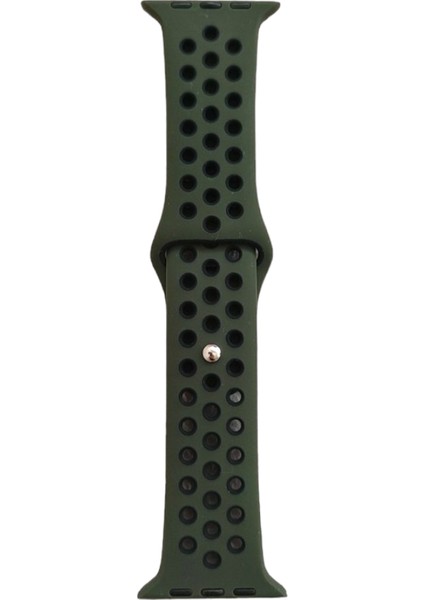 Apple Watch Delikli Spor Silikon Kordon (38MM / 40MM / 41 mm /se Uyumlu) Asker Yeşil Siyah fiyatları
