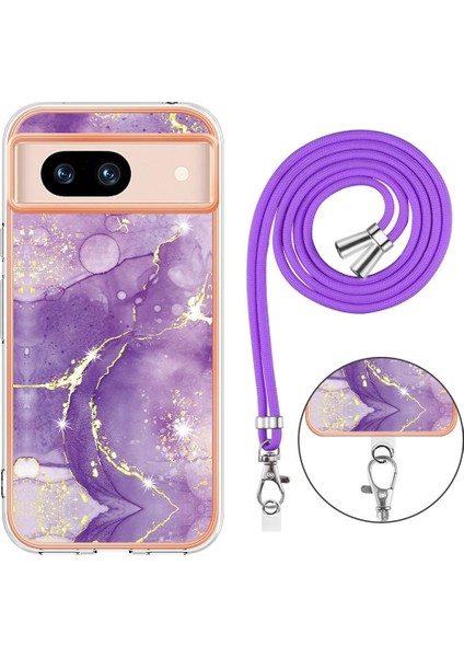 Google Piksel 8A Tampon Mermer Crossbody Kordon Askısı Için Kılıf Yumuşak (Yurt Dışından)
