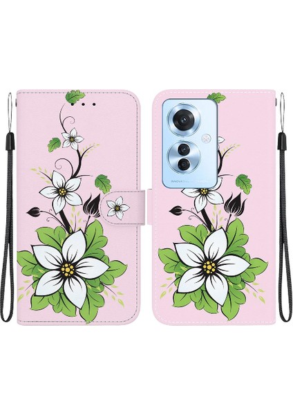 Oppo RENO11 F Manyetik Kapatma Kelebek Çiçek Boyalı Kart Pu Için Kılıf (Yurt Dışından)