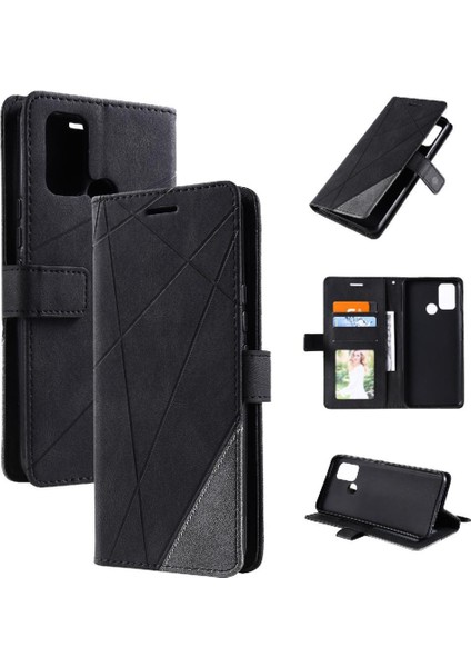 Realme C17 Darbeye Dayanıklı Manyetik Pu Deri Kart Tutucu Kickstand Için Kılıf (Yurt Dışından)