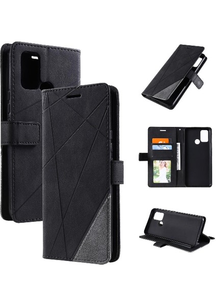Realme C17 Darbeye Dayanıklı Manyetik Pu Deri Kart Tutucu Kickstand Için Kılıf (Yurt Dışından)