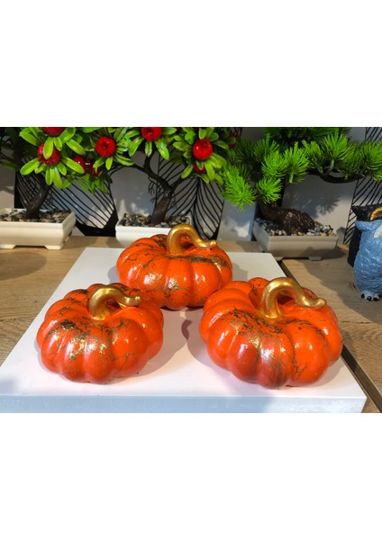 Dekoratif 3’lü Bal Kabağı Biblo Seti Polyester