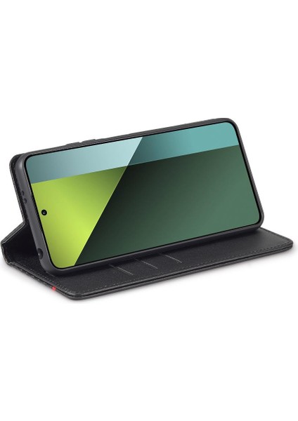 Xiaomi Poco C65 Deri Folio Flip Case Manyetik Karbon Fiber (Yurt Dışından)