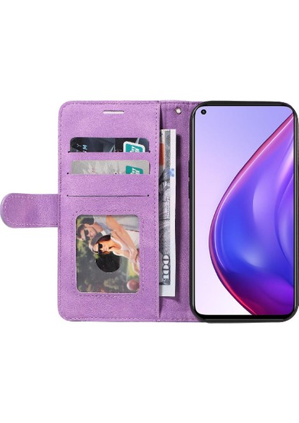 Xiaomi 10T/10T Pro Iki Renkli Dikiş Pu Deri Flip Folio Kılıf (Yurt Dışından)