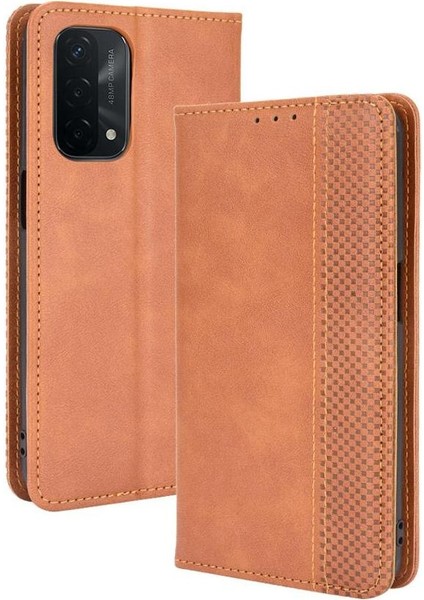 Oppo Için Kılıf A54 5G/A74 5G/A93 5g Manyetik Kapatma Pu Deri Cüzdan (Yurt Dışından)