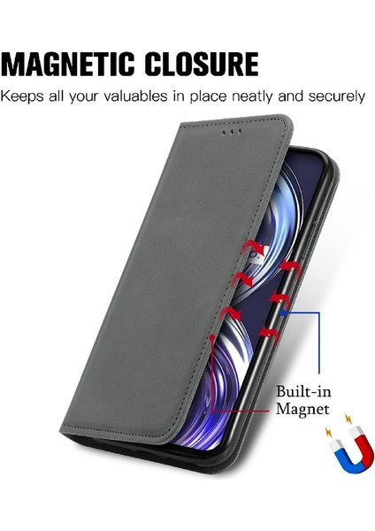 Realme 8i Basit Iş Cüzdan Kordon Fermuar Deri Kılıf (Yurt Dışından)