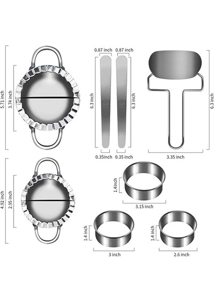 8 Parça Paslanmaz Çelik Köfte Makinesi Seti, Hamur Basın Cilt Makinesi Doldurma Kaşığı Un Halka Kesici (Yurt Dışından)