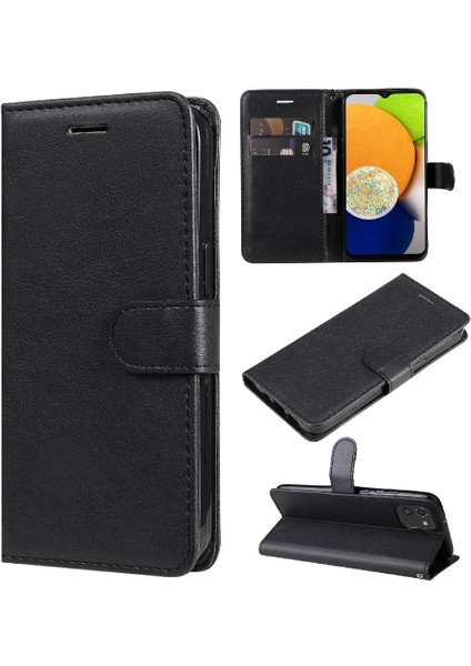 Samsung Galaxy A03 Yüksek Kalite Deri Klasik Düz Renk Için Flip Case (Yurt Dışından)