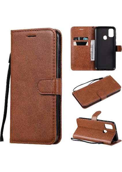 Samsung Galaxy M30S Için Flip Case Klasik Katı Renk Kart Yuvası ile Yüksek (Yurt Dışından)