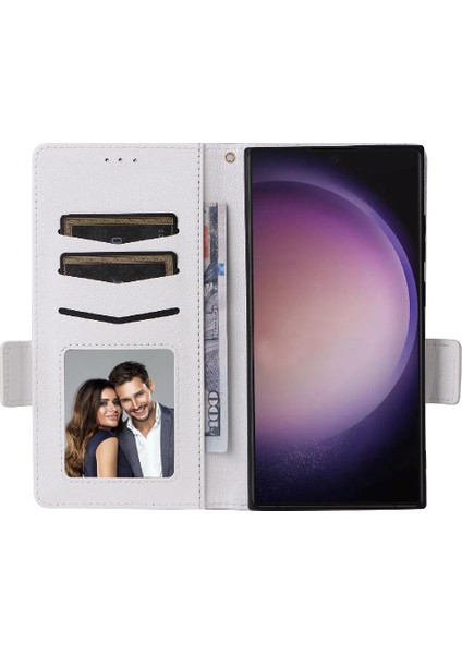 Samsung Galaxy S24 Ultra Yan Toka Manyetik Cüzdan Pu Deri (Yurt Dışından)