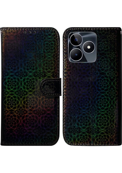 Oppo Realme C53 Cüzdan Durumda Kart Yuvası Standı Tutucu Glitter Pu (Yurt Dışından)