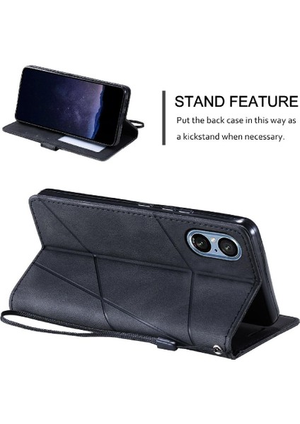 Sony Xperia 5V Darbeye Dayanıklı Manyetik Kart Tutucu Kickstand Cüzdan (Yurt Dışından)