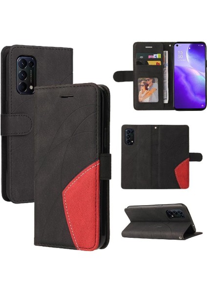 Oppo Reon 5 Kickstand Koruyucu Pu Deri Flip Folio Kılıf Için Kılıf ile (Yurt Dışından)