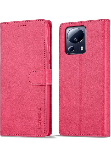 Xiaomi 13 Lite 5g Buzağı Doku ile Yatay Çevir Deri Kılıf (Yurt Dışından)