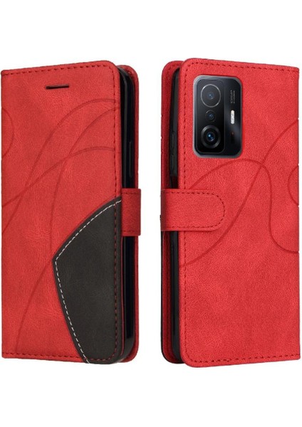Xiaomi 11T/11T Pro Pu Deri Flip Folio Kılıf Kickstand Iki Renkli (Yurt Dışından)
