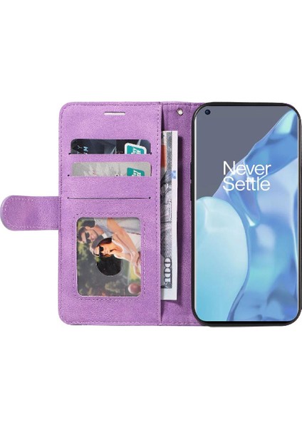 Kart Yuvası Standı Iki Renkli Dikiş Kickstand ile Oneplus 9 Pro Için Kılıf (Yurt Dışından)