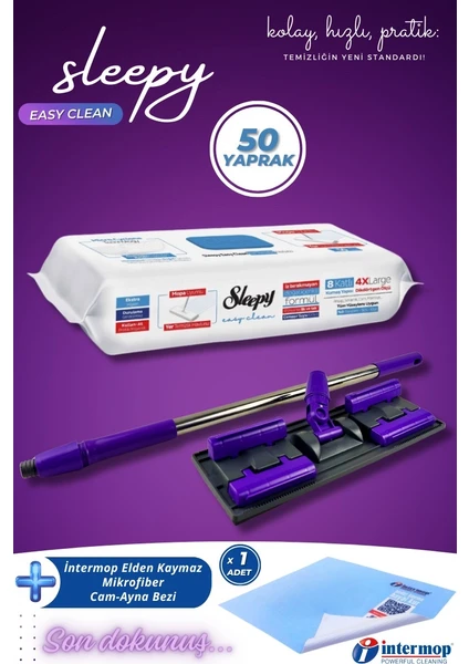 Easy Clean Çamaşır Suyu Katkılı Mopa Uyumlu Yer Temizlik Havlusu 50 Yaprak Mop Aparatı Slim Bez