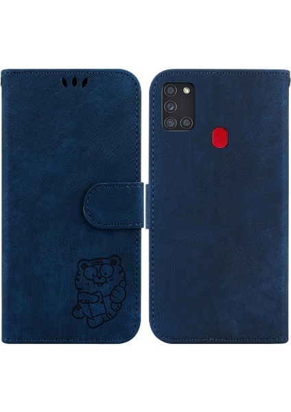 Samsung Galaxy A21S Için Kılıf Cüzdan Kılıf Kabartmalı Sevimli Kaplan Tutucu Kapak (Yurt Dışından)
