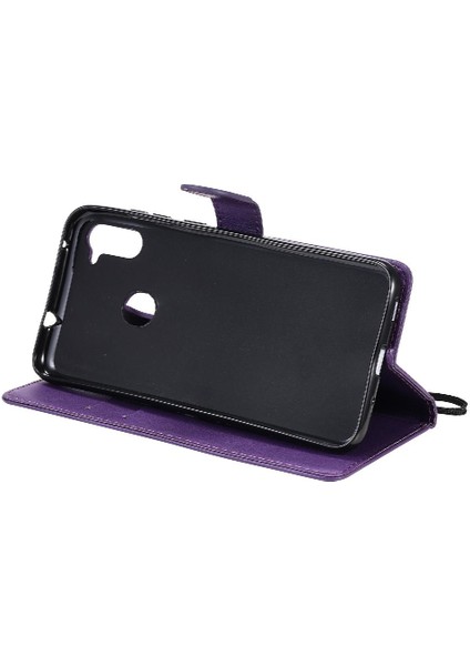 Samsung Galaxy A11 Klasik Düz Renk Yüksek Kaliteli Deri Için Flip Case (Yurt Dışından)