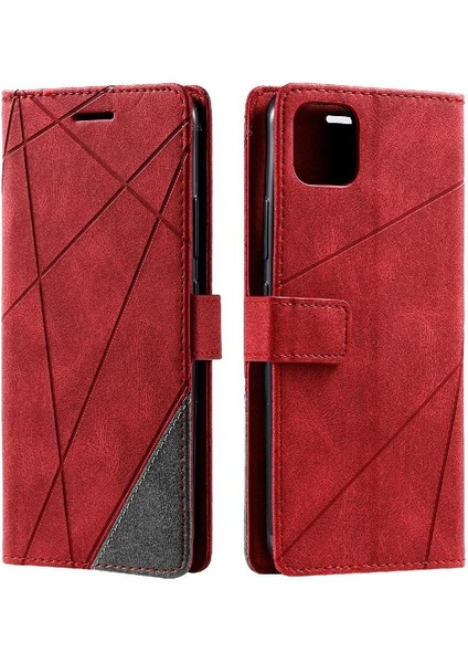 Realme C11 Kart Tutucu Için Kickstand Manyetik Cüzdan Flip Folio Pu (Yurt Dışından)