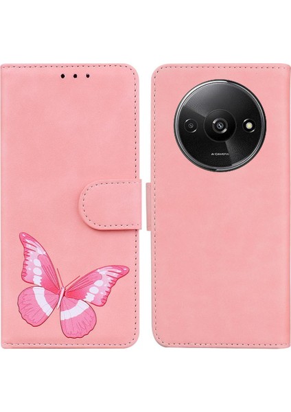 Xiaomi Redmi A3 Flip Folio Kapak Renk Baskılı Kelebek Cüzdan (Yurt Dışından)