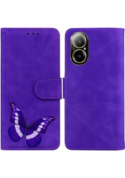 Realme C67 4g Cüzdan Flip Folio Kapak Kelebek Renk Baskılı (Yurt Dışından)