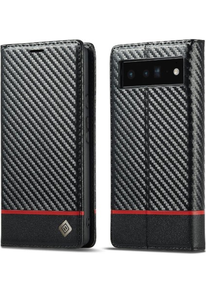 Google Piksel 6 Pro Manyetik Karbon Fiber Deri Folio Flip Için Kılıf (Yurt Dışından)