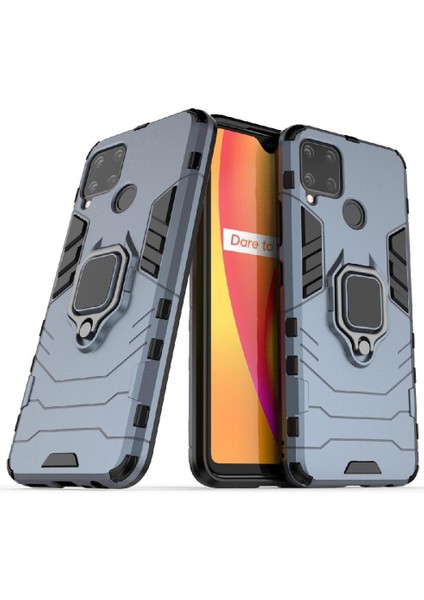 Realme C15 Darbeye Kapak Için Kılıf Kickstand Askeri Damla Koruma (Yurt Dışından)