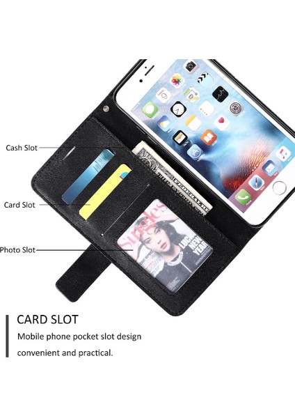 IPhone 6 Için Kılıf Artı/6s Artı Manyetik Pu Deri Kart Tutucu Kickstand (Yurt Dışından)
