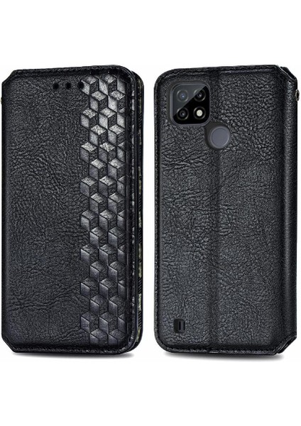 Oppo Realme C21Y Cüzdan Fonksiyonu Için Kılıf Deri Kılıf Kapak Kapak Moda (Yurt Dışından)