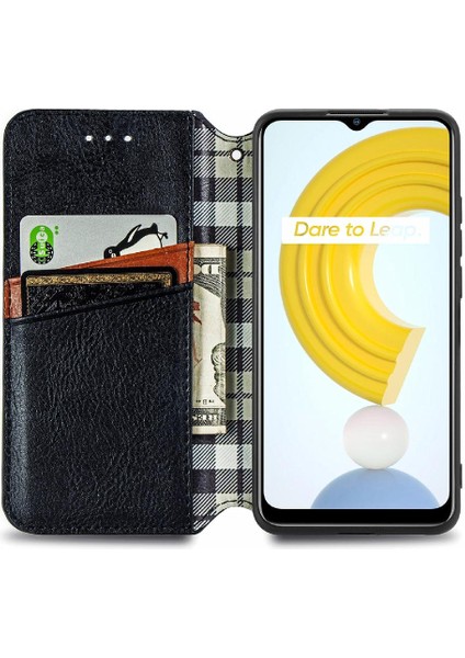 Oppo Realme C21Y Cüzdan Fonksiyonu Için Kılıf Deri Kılıf Kapak Kapak Moda (Yurt Dışından) indirimleri
