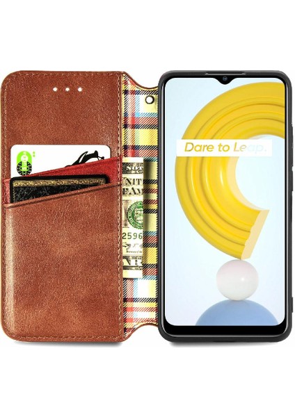 Oppo Realme C21Y Cüzdan Fonksiyonu Için Kılıf Deri Kılıf Kapak Kapak Moda (Yurt Dışından) fırsatları