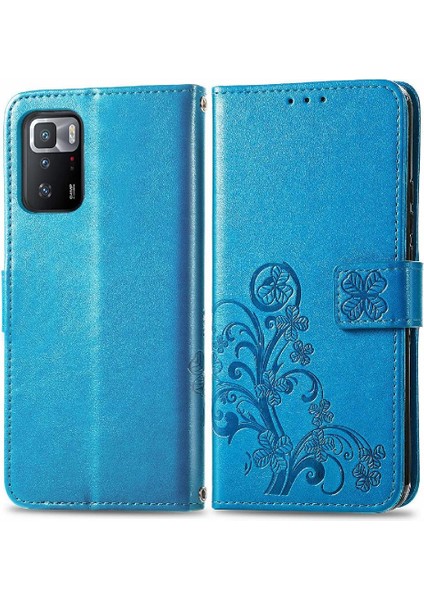 Xiaomi Poco X3 Gt Dört Yapraklı Yonca Kısa Kayış Kapak Kapak Deri (Yurt Dışından)