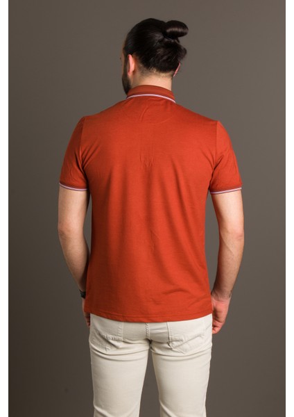 Erkek Kiremit Basic Polo Yaka T-Shirt