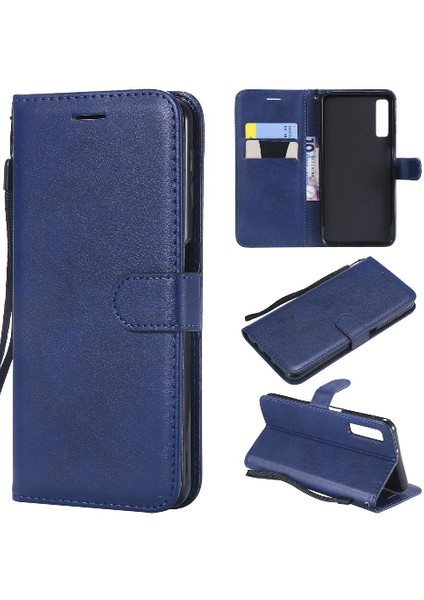 Kart Yuvası Klasik Düz Renk ile Samsung Galaxy A7 2018 Için Flip Case (Yurt Dışından)