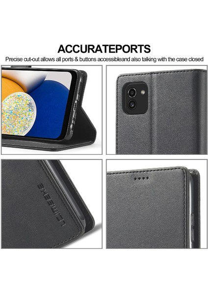 Samsung Galaxy A03S Buzağı Doku Yatay Çevir Deri Kılıf (Yurt Dışından)
