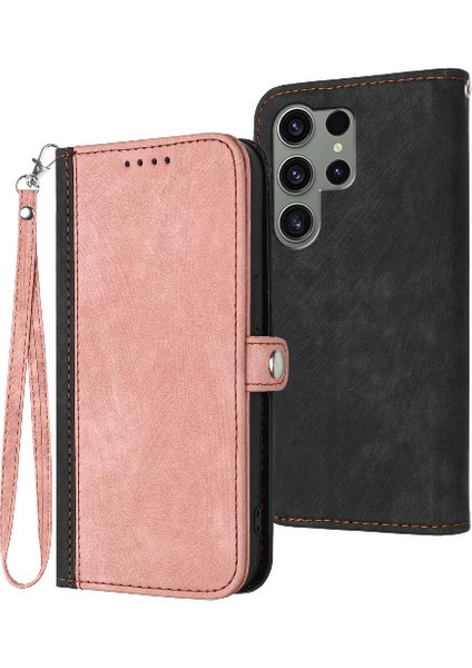Samsung Galaxy S24 Ultra Flip Folio Kitap Için Kılıf Kart Yuvası Standı ile Pu (Yurt Dışından)