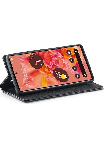 Kart Tutucu Kickstand Deri Folyo ile Google Piksel 6 Pro Için Kılıf (Yurt Dışından)