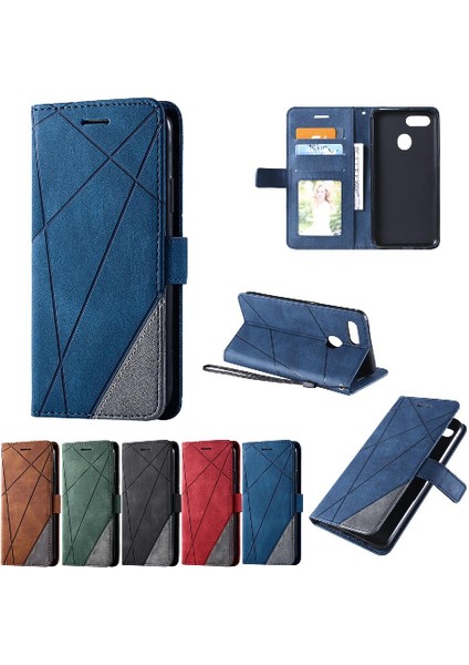 Manyi Mall Oppo A7/A12/A5S Kart Tutucu Için Kickstand Cüzdan Flip Folio Pu (Yurt Dışından)