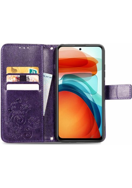 Xiaomi Poco X3 Gt Dört Yapraklı Yonca Kısa Kayış Kapak Kapak Deri (Yurt Dışından)