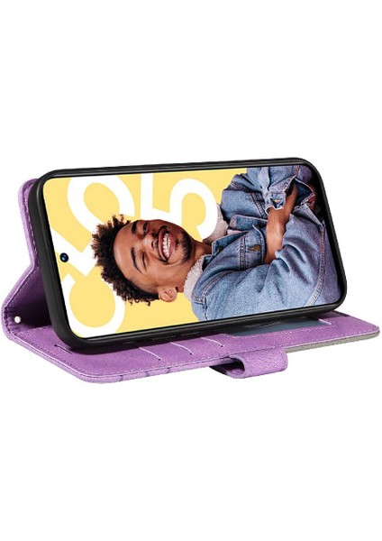 Realme C55 4g Iki Renkli Dikiş Kickstand Koruyucu Pu Deri (Yurt Dışından)