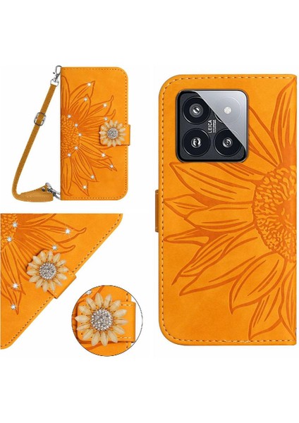 Uzun Bir Kart Yuvası Standı ile Xiaomi 14 Deri Cüzdan Için Kılıf (Yurt Dışından)