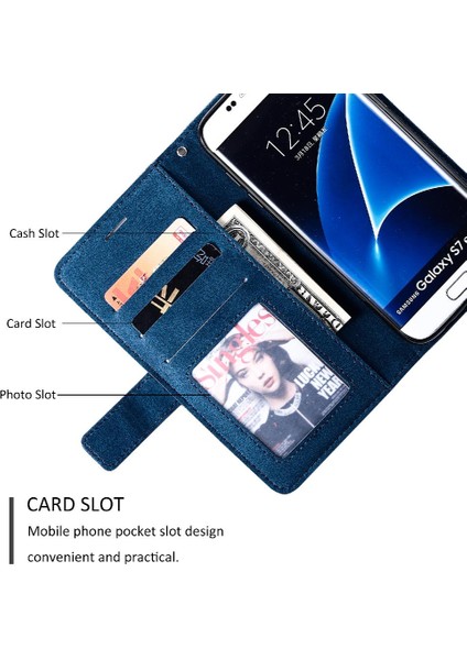 Samsung Galaxy S7 Kenar Cüzdan Flip Folio Darbeye Kart Tutucu (Yurt Dışından)