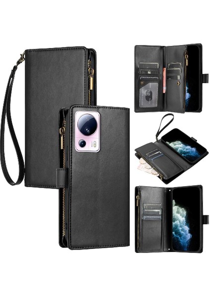Xiaomi 13 Lite Için Kılıf Folio Kapak Pu Deri Çanta Kapak Cüzdan Fermuar (Yurt Dışından)