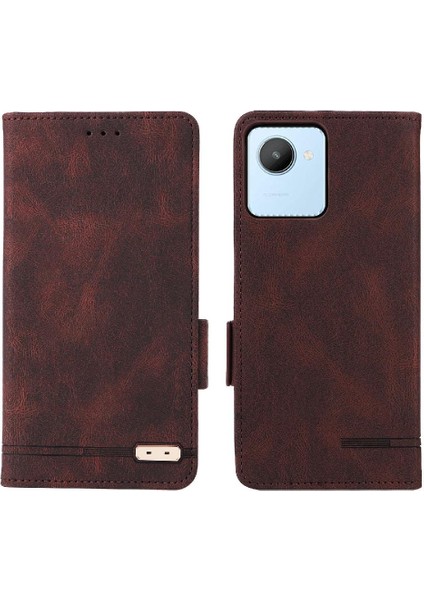 Oppo Realme C30 Kart Ekleme Deri Için Kılıf Folio Flip Case Tam (Yurt Dışından)