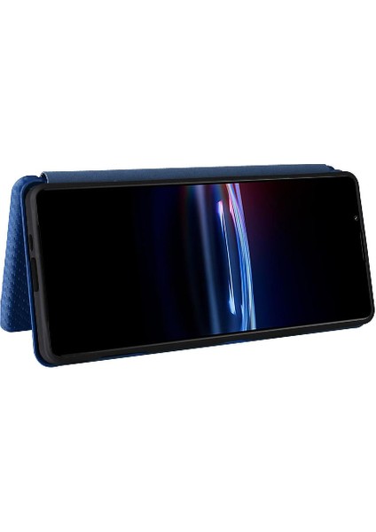 Sony Xperia Pro-I Deri Folio Flip Case Için Kılıf Manyetik Karbon Fiber (Yurt Dışından)