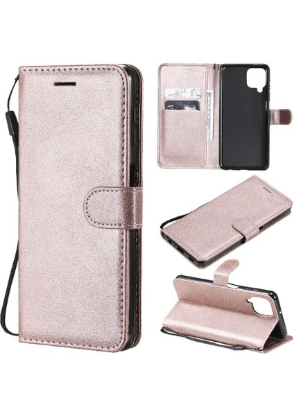 Samsung Galaxy A22 4g Klasik Düz Renk Iş Cüzdan Için Flip Case (Yurt Dışından)